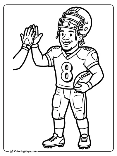 Lamar Jackson Friendly Cartoon Coloring Page