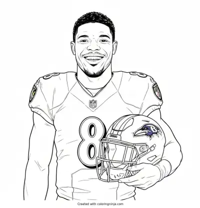 Lamar Jackson Helmet Under Arm Coloring Page