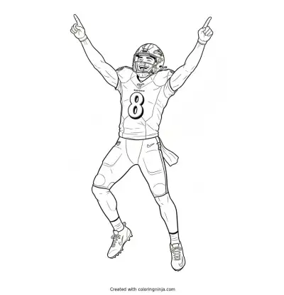 Lamar Jackson Touchdown Celebration Coloring Page
