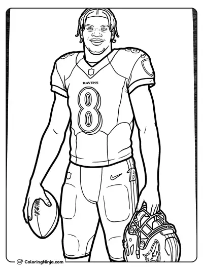 Lamar Jackson Standing Ready Coloring Page