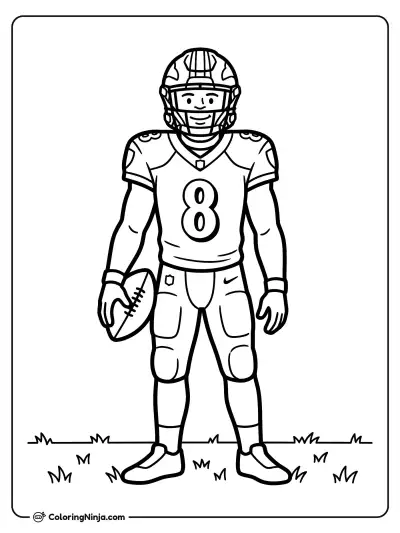 Lamar Jackson Standing Ready Coloring Page