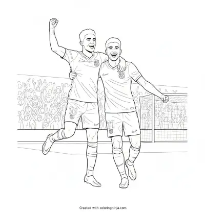 Lamine Yamal Celebration Goal with Raphina Coloring Page
