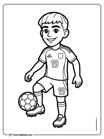 Lamine Yamal Cute Cartoon Version Coloring Page