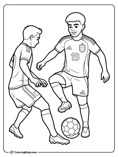 Lamine Yamal Step Over Skill Coloring Page