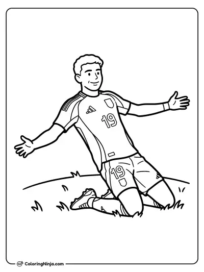 Lamine Yamal Knee Slide Celebration Coloring Page