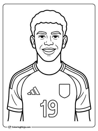 Lamine Yamal Close Up Portrait Coloring Page