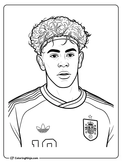 Lamine Yamal Spain Portrait Coloring Page