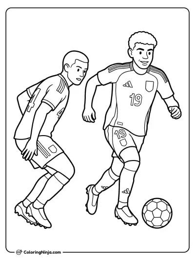 Lamine Yamal Dribbling Past Defender Coloring Page