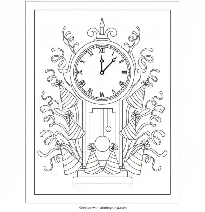 Grandfather Clock Countdown Scene Coloring Page