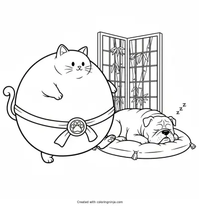 Sneaky Fat Cat Mission Coloring Page