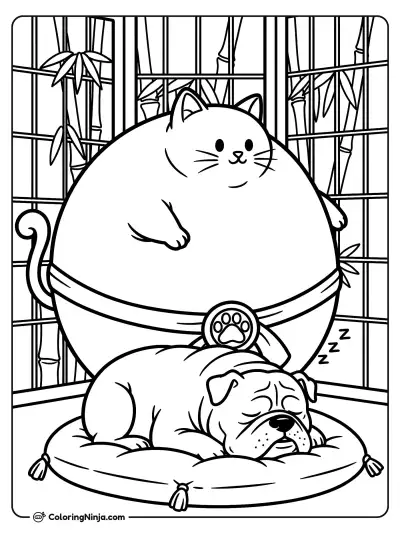 Sneaky Fat Cat Mission Coloring Page