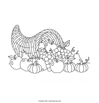 Overflowing Autumn Harvest Coloring Page