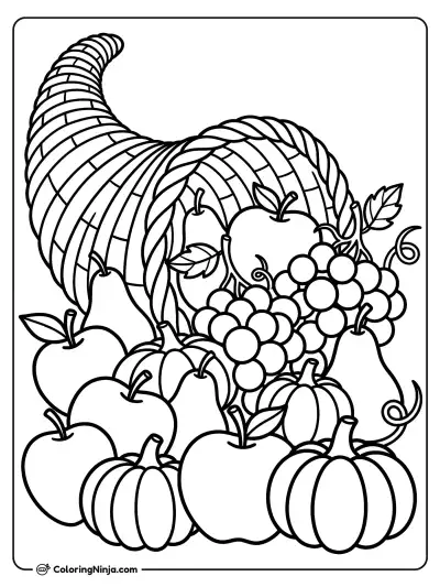 Overflowing Autumn Harvest Coloring Page