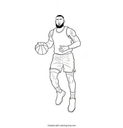 A coloring page of lebron james