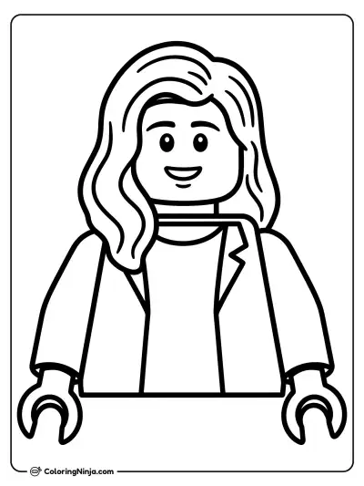 Lego Figure with Long Wavy Hair Coloring Page