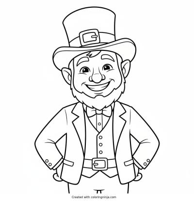 A coloring page of leprechaun