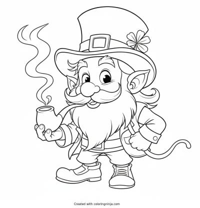 A coloring page of leprechaun