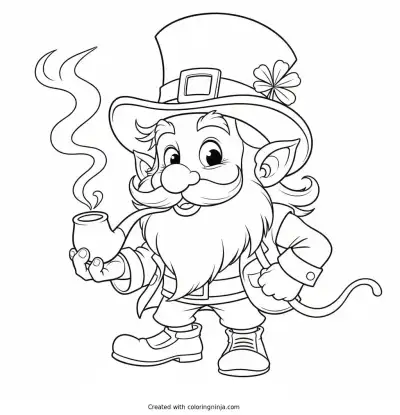 A coloring page of leprechaun