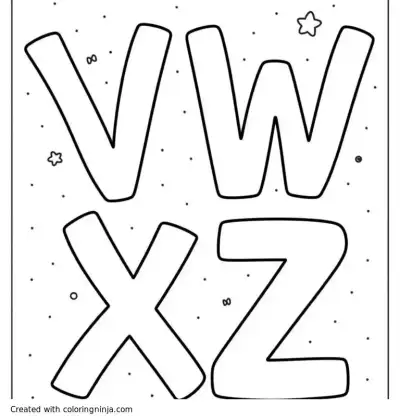 A coloring page of letters "VWXYZ"
