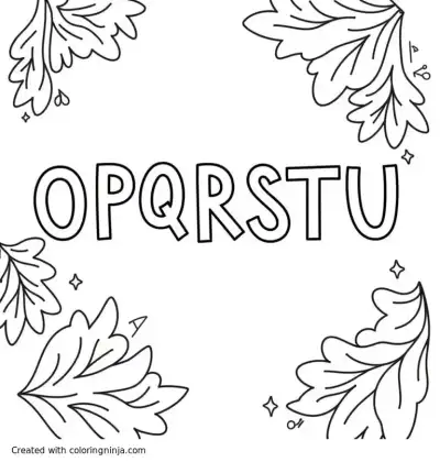 A coloring page of lettters "OPQRSTU"