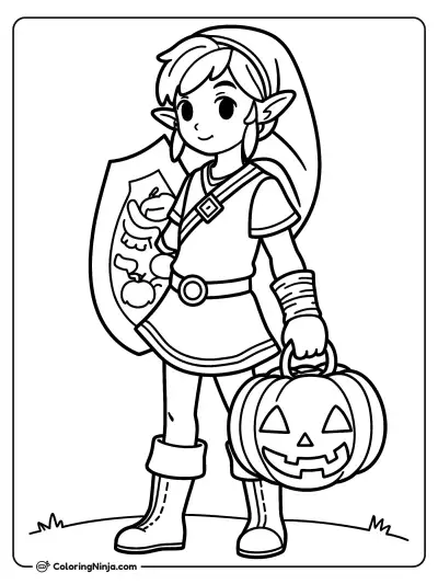 Link's Halloween Costume Adventure Coloring Page