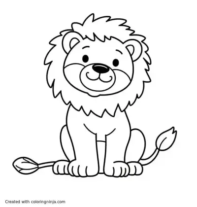 A coloring page of lion in a safari
