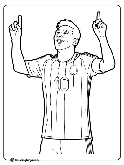 Lionel Messi Skyward Goal Celebration Coloring Page