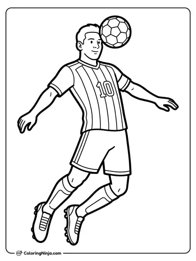 Lionel Messi Jumping for Header Coloring Page
