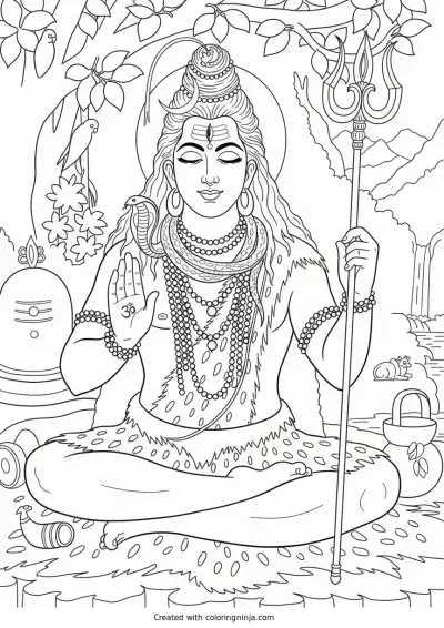 A coloring page of lord shiva