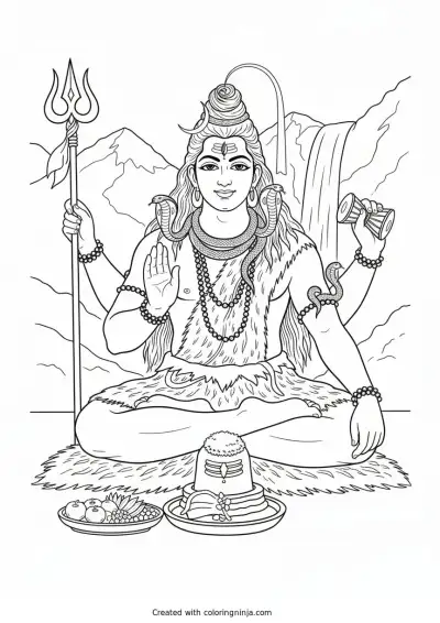 A coloring page of lord shiva