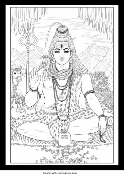 A coloring page of lord shiva