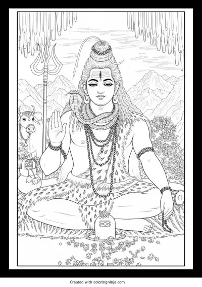 A coloring page of lord shiva
