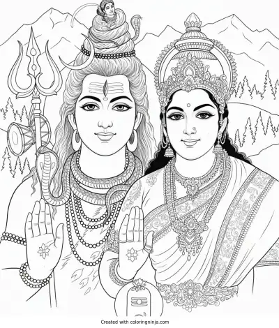 A coloring page of lord shiva