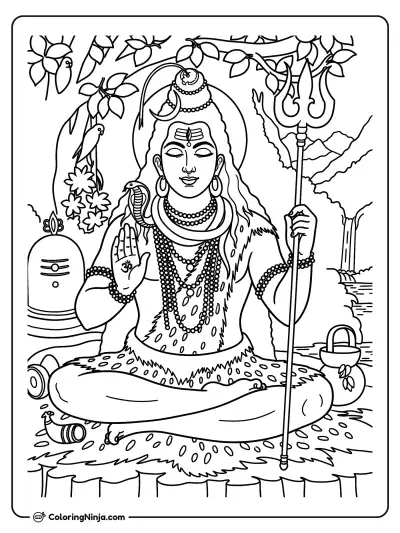 El Señor Shiva Meditando con su Tridente