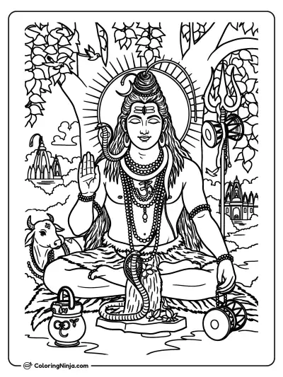 Bendición del Dios Shiva Junto a la Vaca Sagrada
