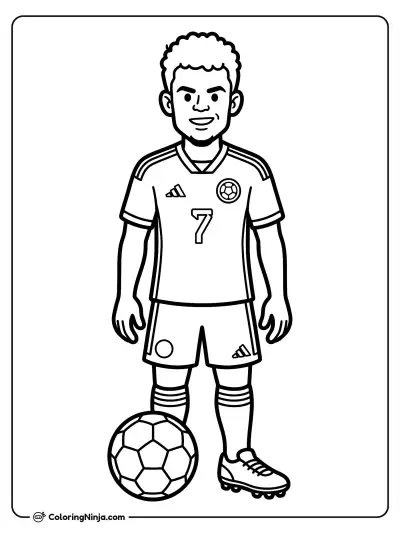 Luis Diaz Cartoon Player Coloring Page