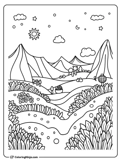Paisajes mágicos con montañas y colinas