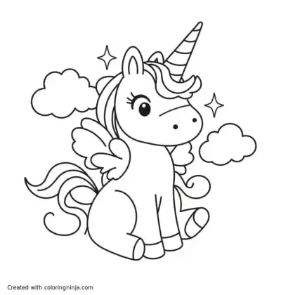 A coloring page of A magical unicorn