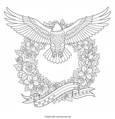 Majestic Eagle Memorial Tribute Coloring Page