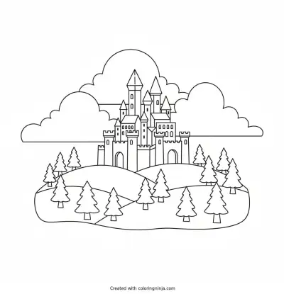 Kingdom on the Green Hills Coloring Page
