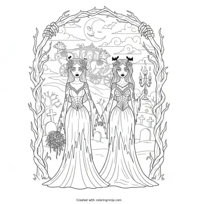 A Spooky Wedding Celebration Coloring Page