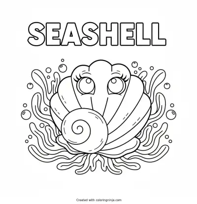 A Seashell with Big Eyes Coloring Page