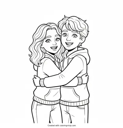 Makenna Mazurek Hugging Malachi Barton Coloring Page