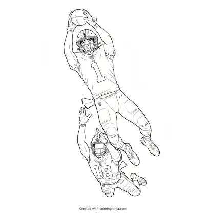 Malik Nabers Leaping Catch Coloring Page