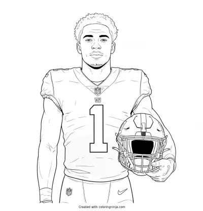 Malik Nabers Player Portrait Coloring Page