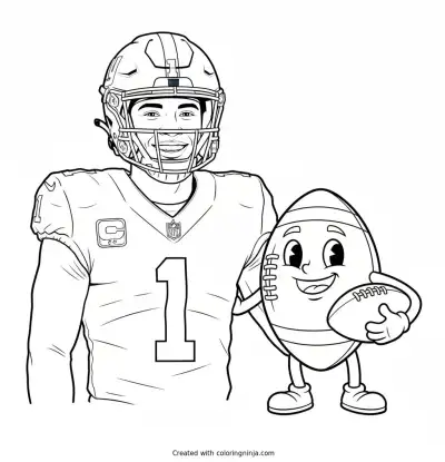 Malik Nabers Cartoon Star Coloring Page