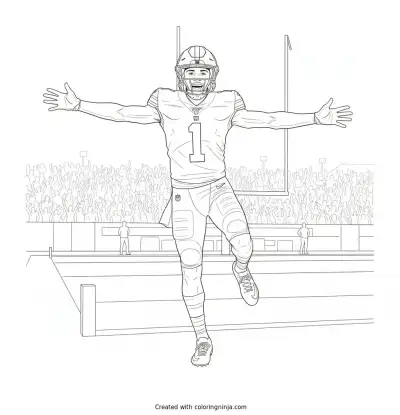 Malik Nabers Touchdown Celebration Coloring Page