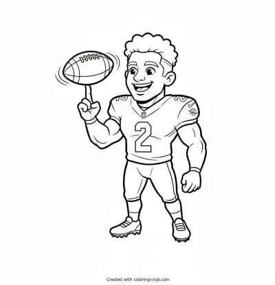 Malik Willis Friendly Cartoon Version Coloring Page