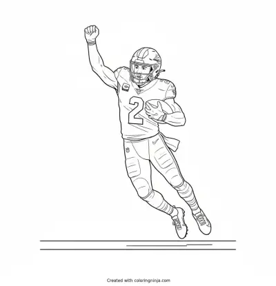 Malik Willis Touchdown Celebration Leap Coloring Page