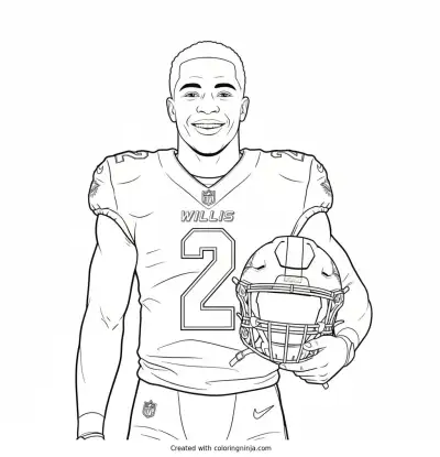 Malik Willis Helmet Under Arm Coloring Page